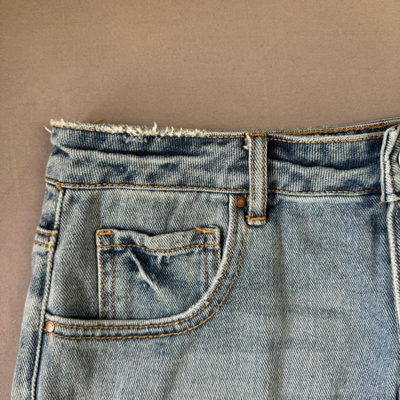 Pacsun shorts women 26 100% cotton embroidered floral high rise denim blue - Picture 3 of 11